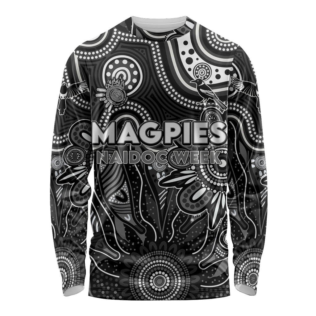 Personalised Magpies NAIDOC Week 2024 Long Sleeve Shirt Aussie Aboriginal Art