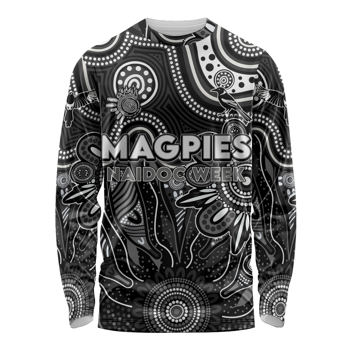 Personalised Magpies NAIDOC Week 2024 Long Sleeve Shirt Aussie Aboriginal Art