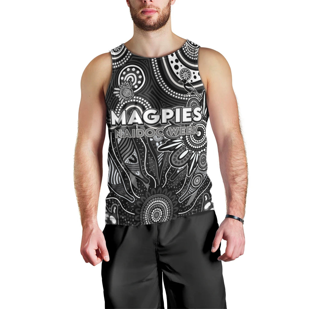Personalised Magpies NAIDOC Week 2024 Men Tank Top Aussie Aboriginal Art