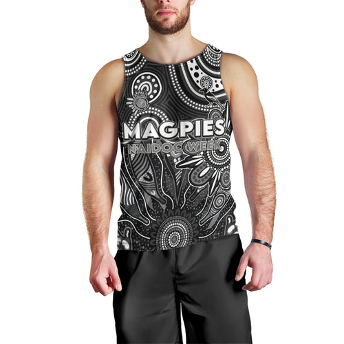 Personalised Magpies NAIDOC Week 2024 Men Tank Top Aussie Aboriginal Art