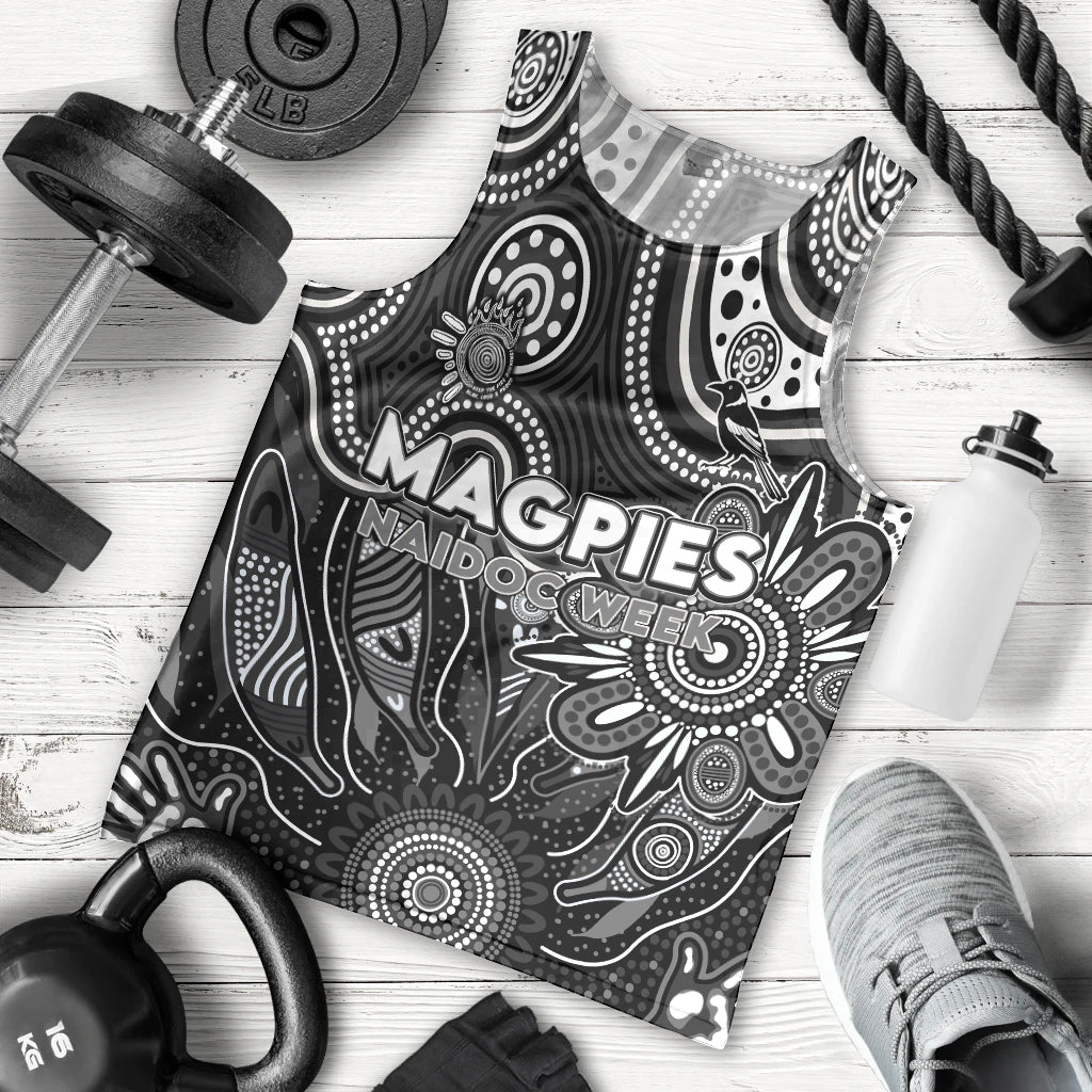 Personalised Magpies NAIDOC Week 2024 Men Tank Top Aussie Aboriginal Art