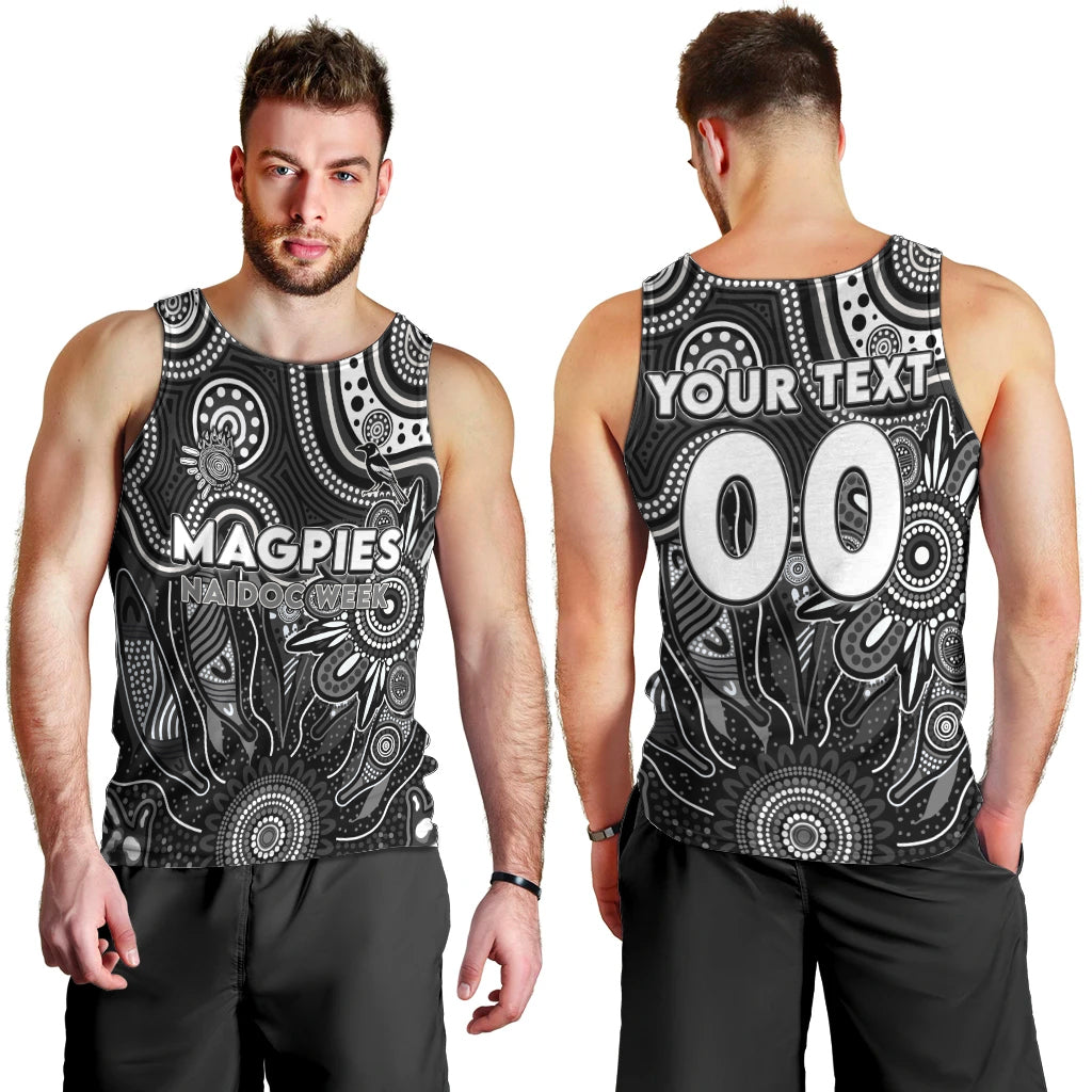 Personalised Magpies NAIDOC Week 2024 Men Tank Top Aussie Aboriginal Art