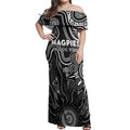 Personalised Magpies NAIDOC Week 2024 Off Shoulder Maxi Dress Aussie Aboriginal Art