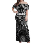 Personalised Magpies NAIDOC Week 2024 Off Shoulder Maxi Dress Aussie Aboriginal Art