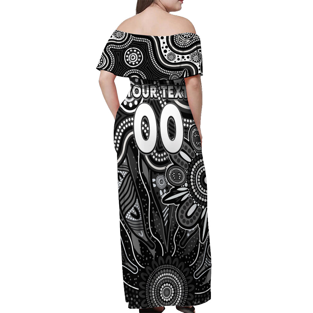 Personalised Magpies NAIDOC Week 2024 Off Shoulder Maxi Dress Aussie Aboriginal Art