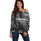 Personalised Magpies NAIDOC Week 2024 Off Shoulder Sweater Aussie Aboriginal Art