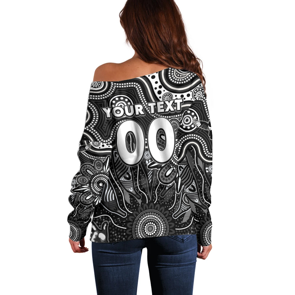 Personalised Magpies NAIDOC Week 2024 Off Shoulder Sweater Aussie Aboriginal Art