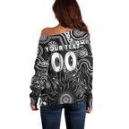 Personalised Magpies NAIDOC Week 2024 Off Shoulder Sweater Aussie Aboriginal Art