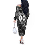 Personalised Magpies NAIDOC Week 2024 Off The Shoulder Long Sleeve Dress Aussie Aboriginal Art