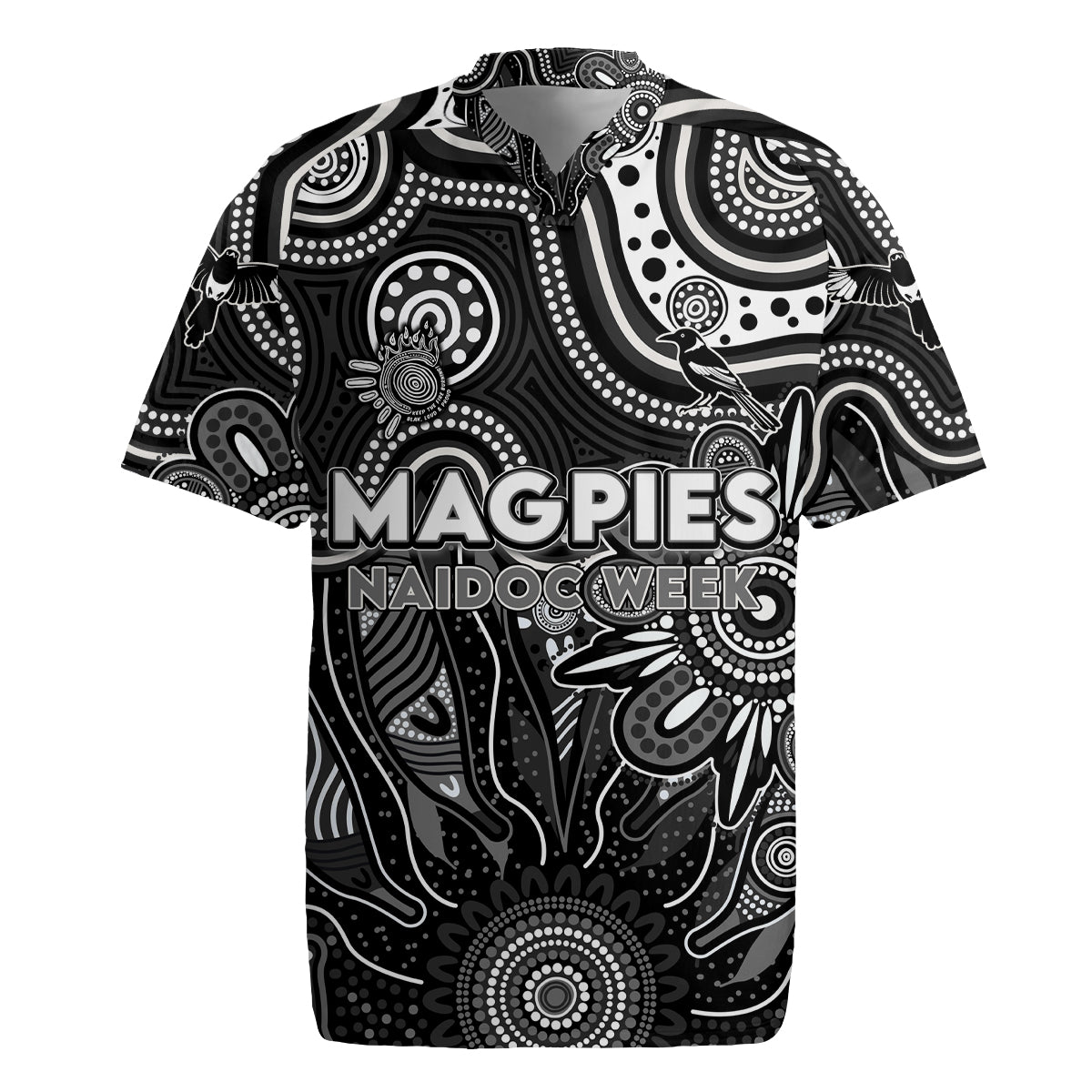 Personalised Magpies NAIDOC Week 2024 Rugby Jersey Aussie Aboriginal Art