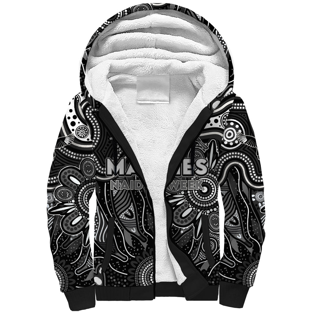 Personalised Magpies NAIDOC Week 2024 Sherpa Hoodie Aussie Aboriginal Art