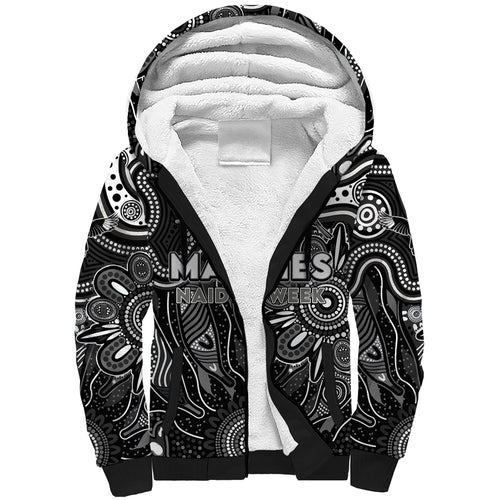 Personalised Magpies NAIDOC Week 2024 Sherpa Hoodie Aussie Aboriginal Art