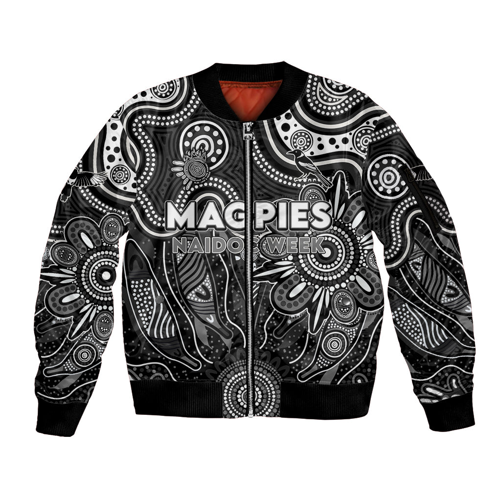 Personalised Magpies NAIDOC Week 2024 Sleeve Zip Bomber Jacket Aussie Aboriginal Art