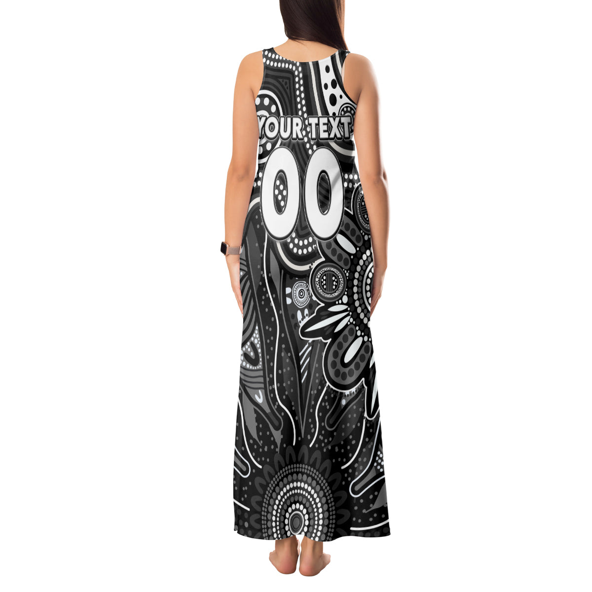 Personalised Magpies NAIDOC Week 2024 Tank Maxi Dress Aussie Aboriginal Art
