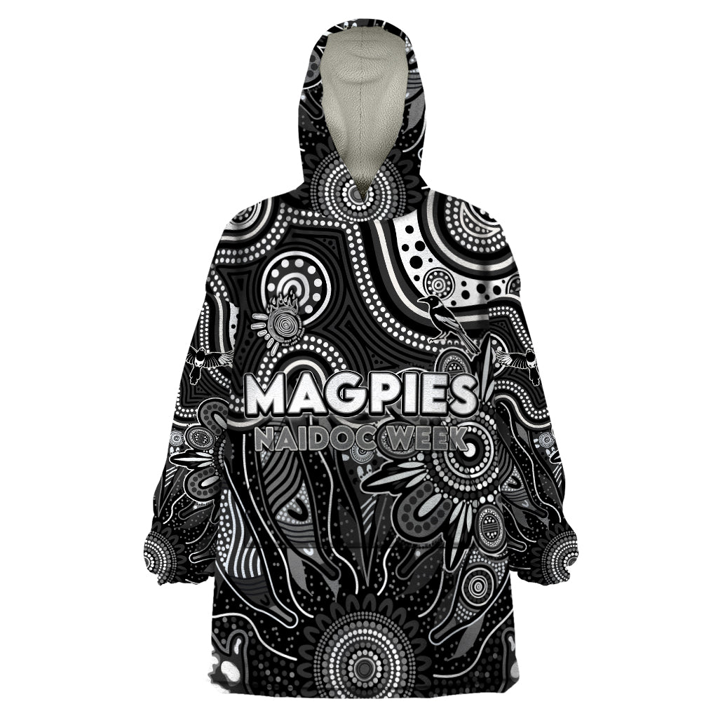 Personalised Magpies NAIDOC Week 2024 Wearable Blanket Hoodie Aussie Aboriginal Art
