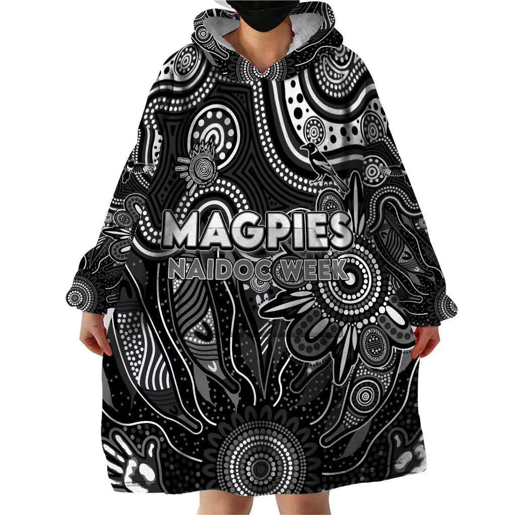 Personalised Magpies NAIDOC Week 2024 Wearable Blanket Hoodie Aussie Aboriginal Art