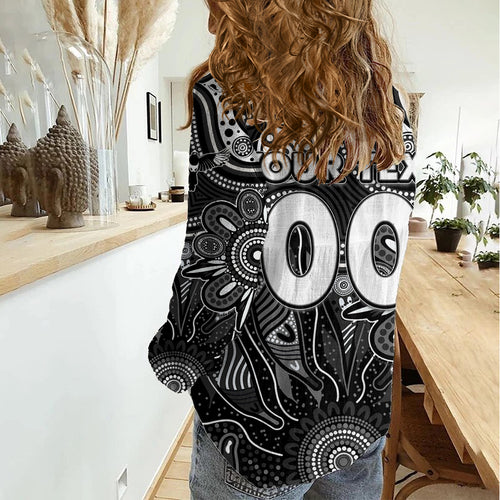Personalised Magpies NAIDOC Week 2024 Women Casual Shirt Aussie Aboriginal Art