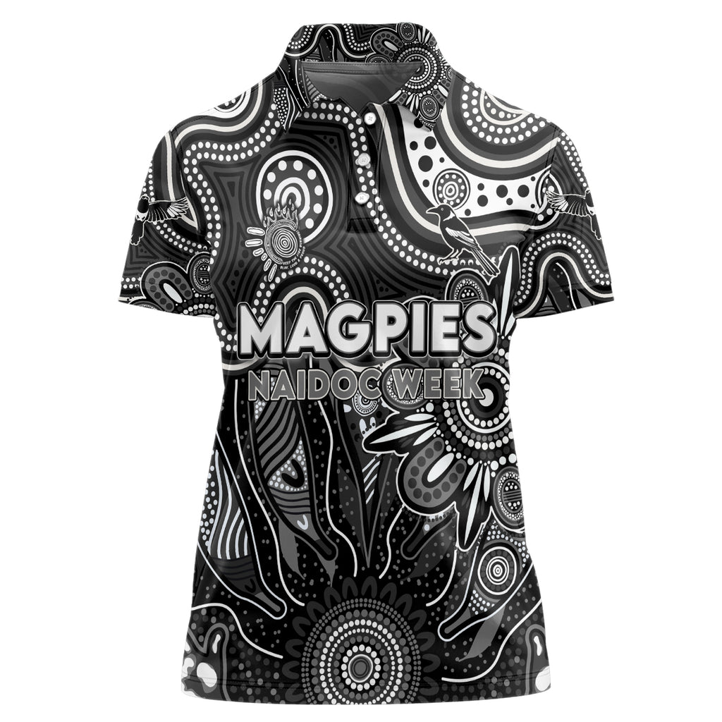 Personalised Magpies NAIDOC Week 2024 Women Polo Shirt Aussie Aboriginal Art