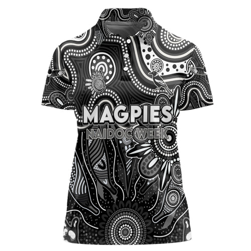 Personalised Magpies NAIDOC Week 2024 Women Polo Shirt Aussie Aboriginal Art