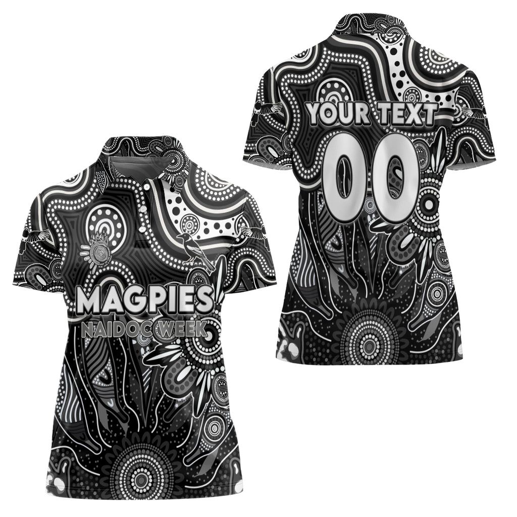 Personalised Magpies NAIDOC Week 2024 Women Polo Shirt Aussie Aboriginal Art