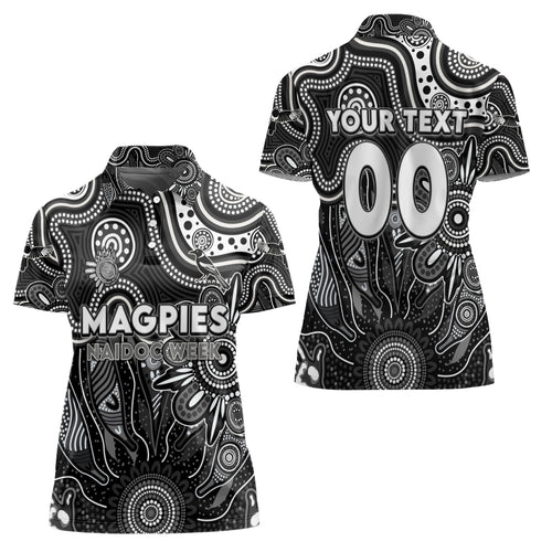 Personalised Magpies NAIDOC Week 2024 Women Polo Shirt Aussie Aboriginal Art