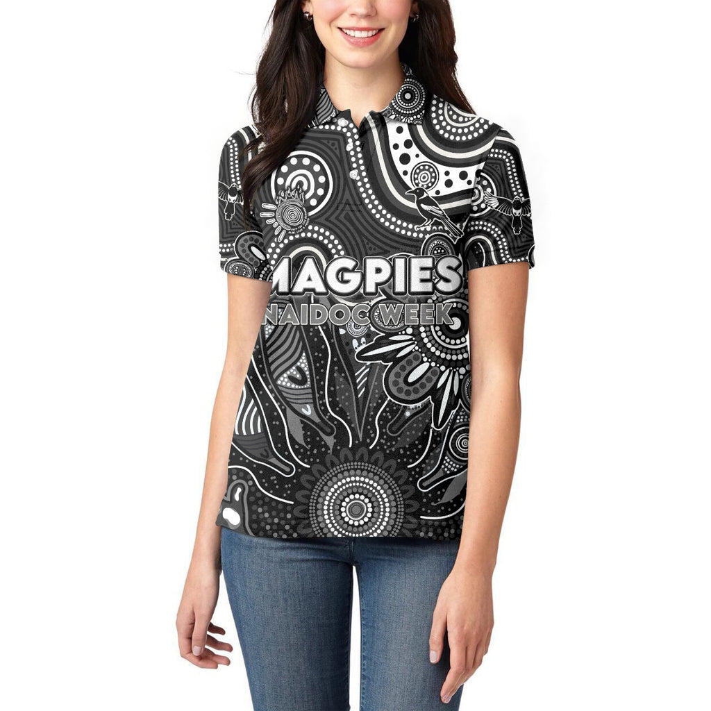 Personalised Magpies NAIDOC Week 2024 Women Polo Shirt Aussie Aboriginal Art