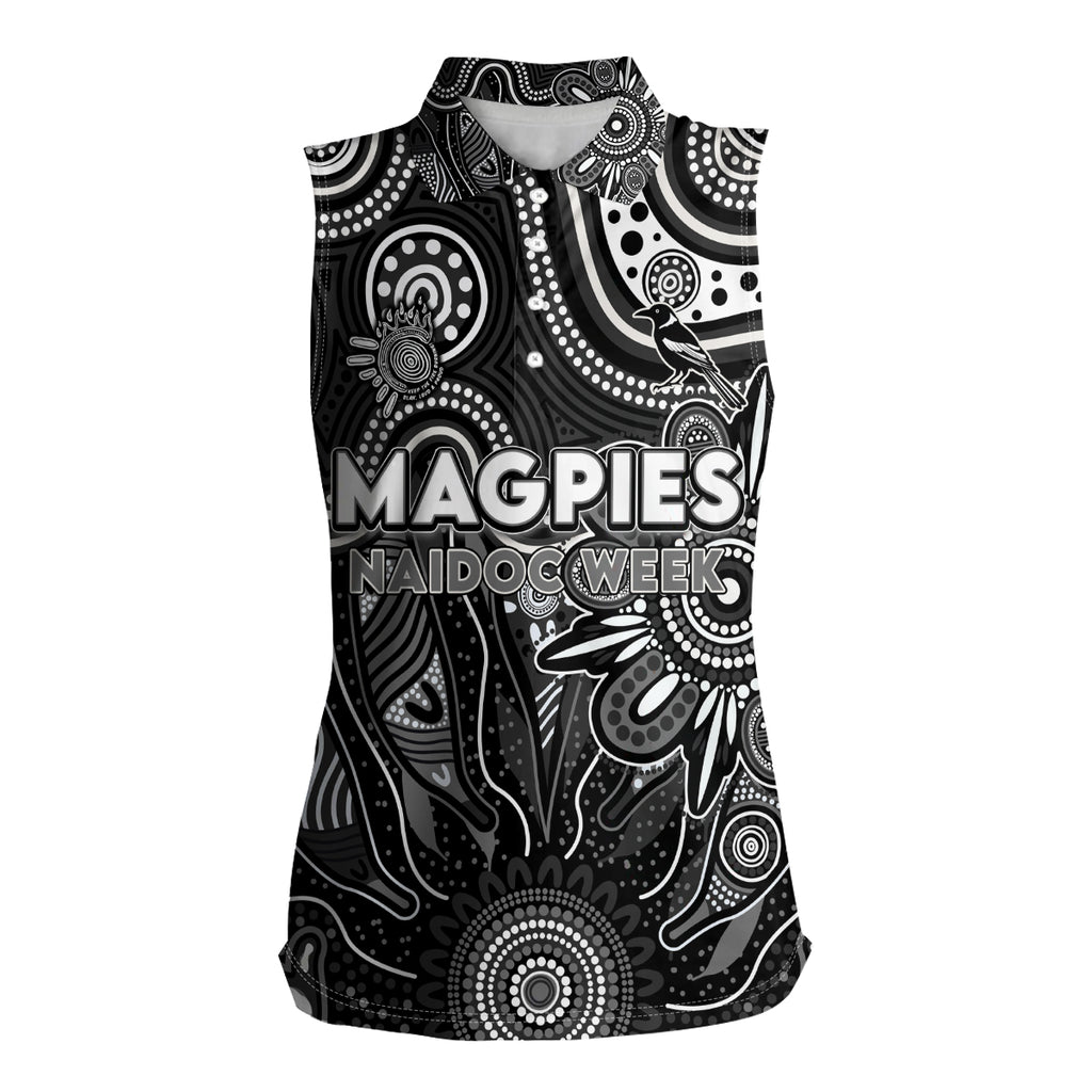 Personalised Magpies NAIDOC Week 2024 Women Sleeveless Polo Shirt Aussie Aboriginal Art