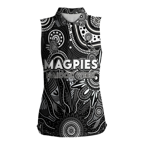 Personalised Magpies NAIDOC Week 2024 Women Sleeveless Polo Shirt Aussie Aboriginal Art