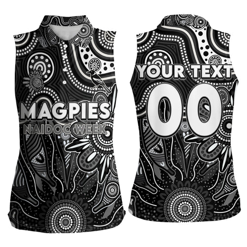 Personalised Magpies NAIDOC Week 2024 Women Sleeveless Polo Shirt Aussie Aboriginal Art