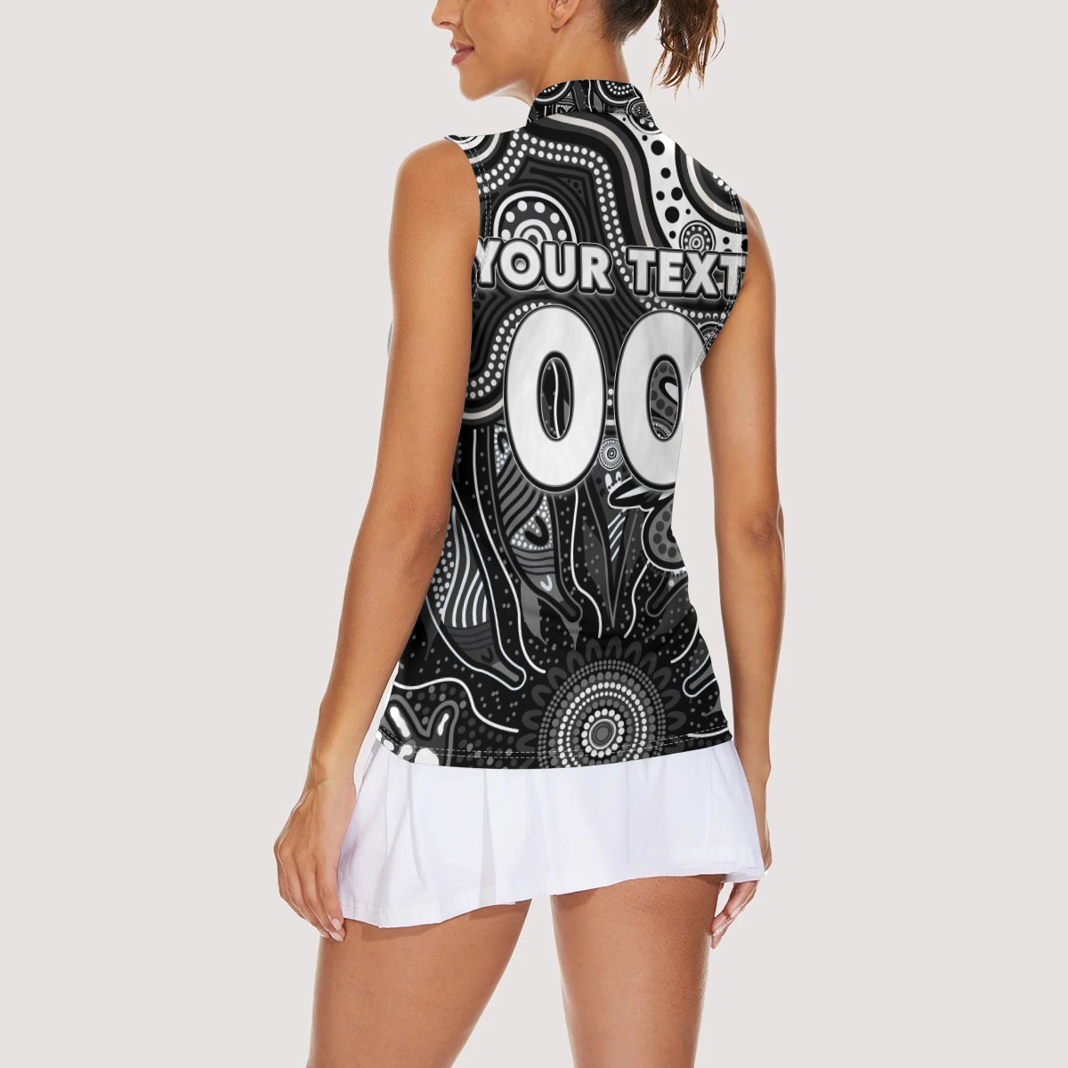 Personalised Magpies NAIDOC Week 2024 Women Sleeveless Polo Shirt Aussie Aboriginal Art
