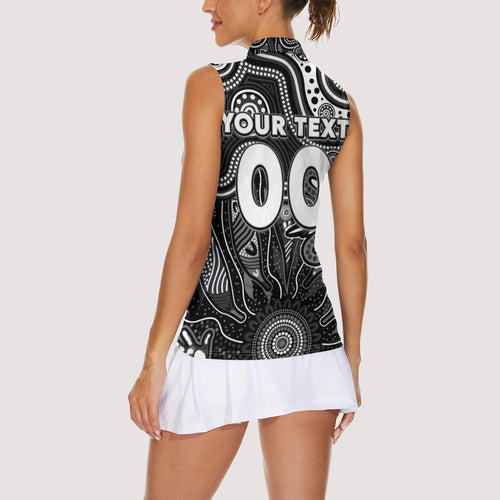 Personalised Magpies NAIDOC Week 2024 Women Sleeveless Polo Shirt Aussie Aboriginal Art