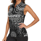 Personalised Magpies NAIDOC Week 2024 Women Sleeveless Polo Shirt Aussie Aboriginal Art