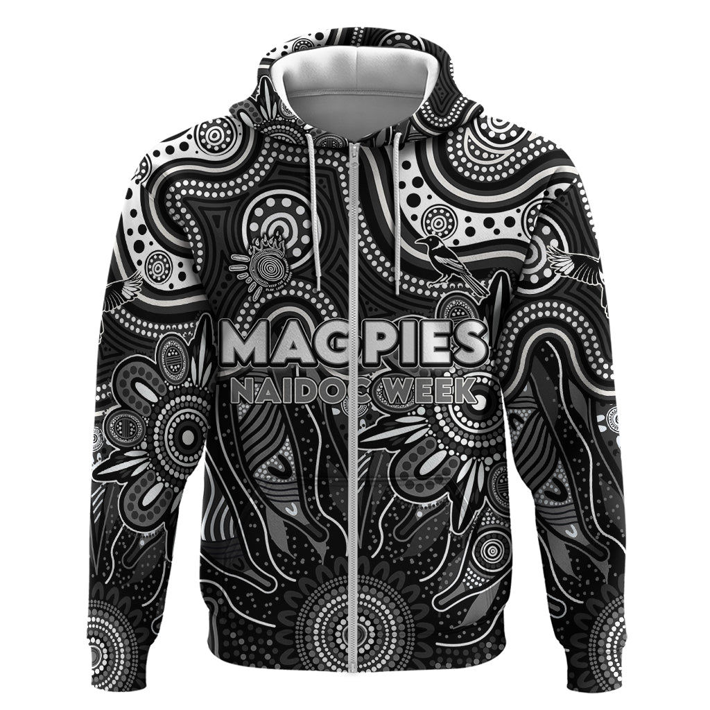 Personalised Magpies NAIDOC Week 2024 Zip Hoodie Aussie Aboriginal Art