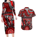 Personalised Bombers NAIDOC Week 2024 Couples Matching Long Sleeve Bodycon Dress and Hawaiian Shirt Aussie Aboriginal Art
