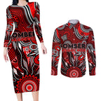Personalised Bombers NAIDOC Week 2024 Couples Matching Long Sleeve Bodycon Dress and Long Sleeve Button Shirt Aussie Aboriginal Art