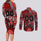 Personalised Bombers NAIDOC Week 2024 Couples Matching Long Sleeve Bodycon Dress and Long Sleeve Button Shirt Aussie Aboriginal Art