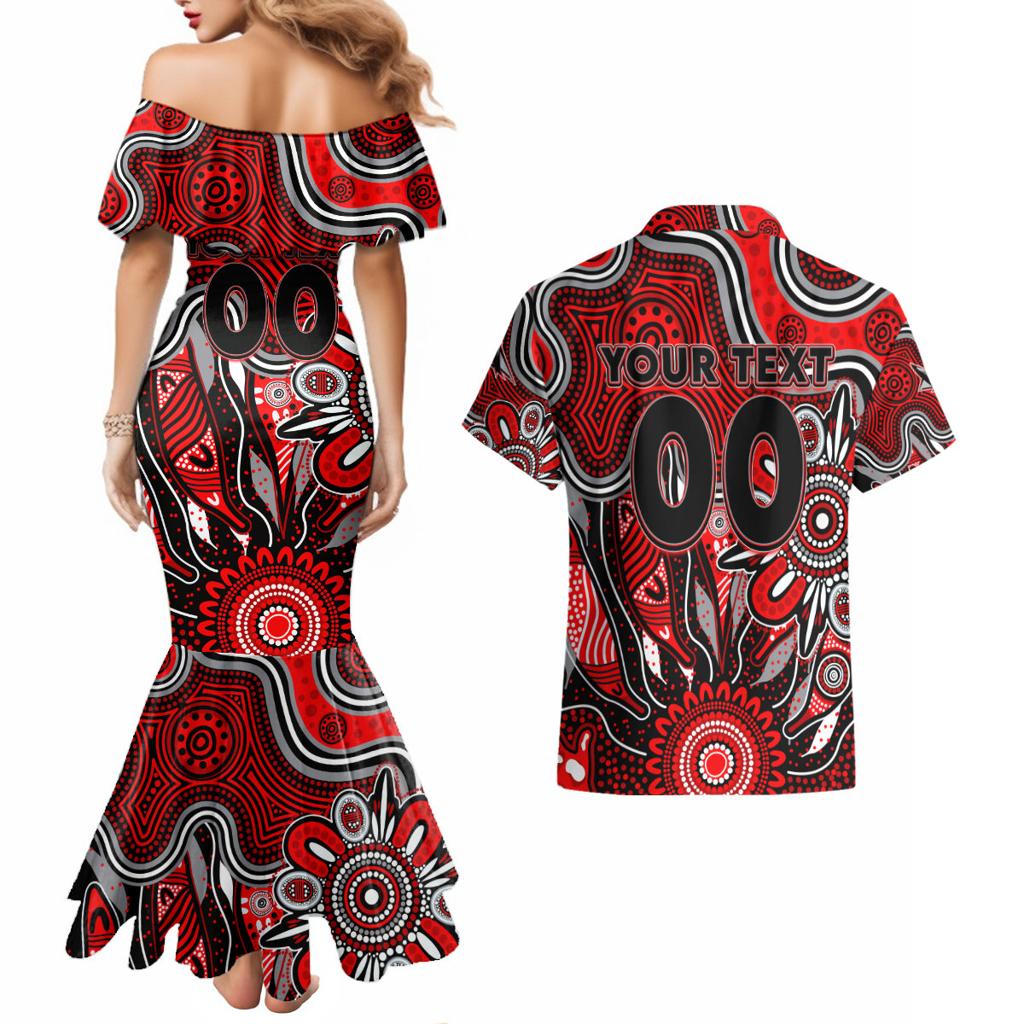 Personalised Bombers NAIDOC Week 2024 Couples Matching Mermaid Dress and Hawaiian Shirt Aussie Aboriginal Art