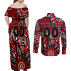 Personalised Bombers NAIDOC Week 2024 Couples Matching Off Shoulder Maxi Dress and Long Sleeve Button Shirt Aussie Aboriginal Art