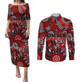 Personalised Bombers NAIDOC Week 2024 Couples Matching Puletasi and Long Sleeve Button Shirt Aussie Aboriginal Art