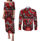 Personalised Bombers NAIDOC Week 2024 Couples Matching Puletasi and Long Sleeve Button Shirt Aussie Aboriginal Art
