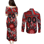 Personalised Bombers NAIDOC Week 2024 Couples Matching Puletasi and Long Sleeve Button Shirt Aussie Aboriginal Art