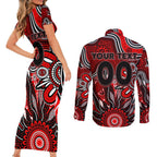 Personalised Bombers NAIDOC Week 2024 Couples Matching Short Sleeve Bodycon Dress and Long Sleeve Button Shirt Aussie Aboriginal Art