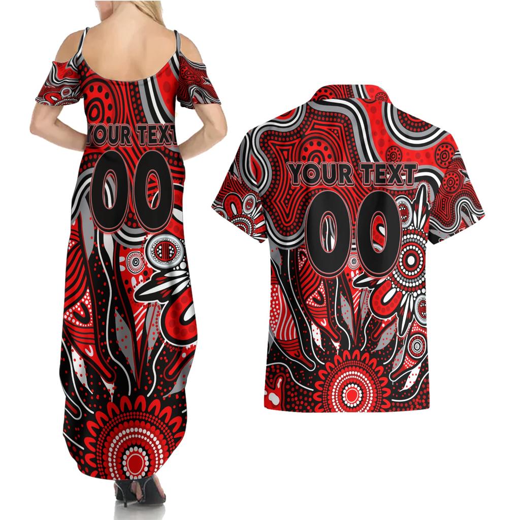 Personalised Bombers NAIDOC Week 2024 Couples Matching Summer Maxi Dress and Hawaiian Shirt Aussie Aboriginal Art