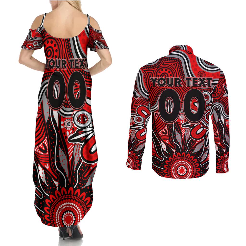Personalised Bombers NAIDOC Week 2024 Couples Matching Summer Maxi Dress and Long Sleeve Button Shirt Aussie Aboriginal Art