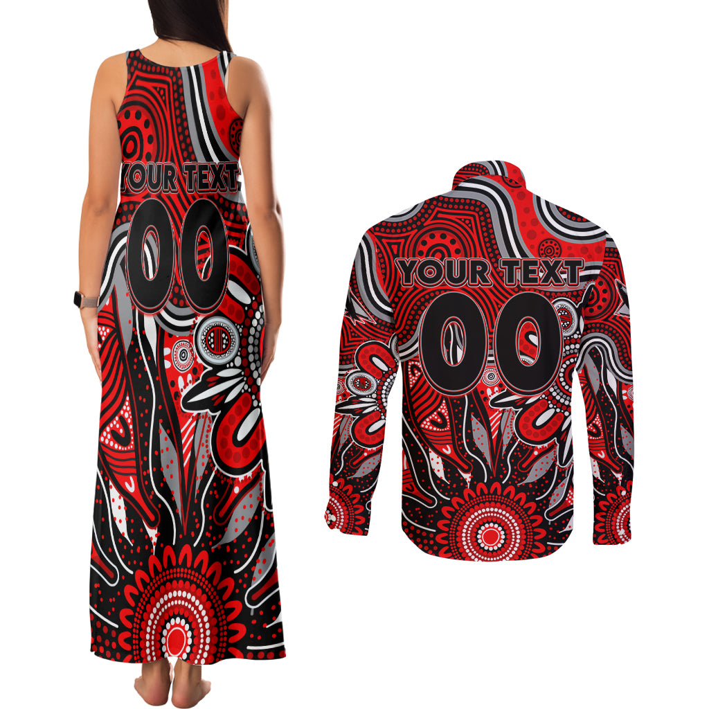 Personalised Bombers NAIDOC Week 2024 Couples Matching Tank Maxi Dress and Long Sleeve Button Shirt Aussie Aboriginal Art