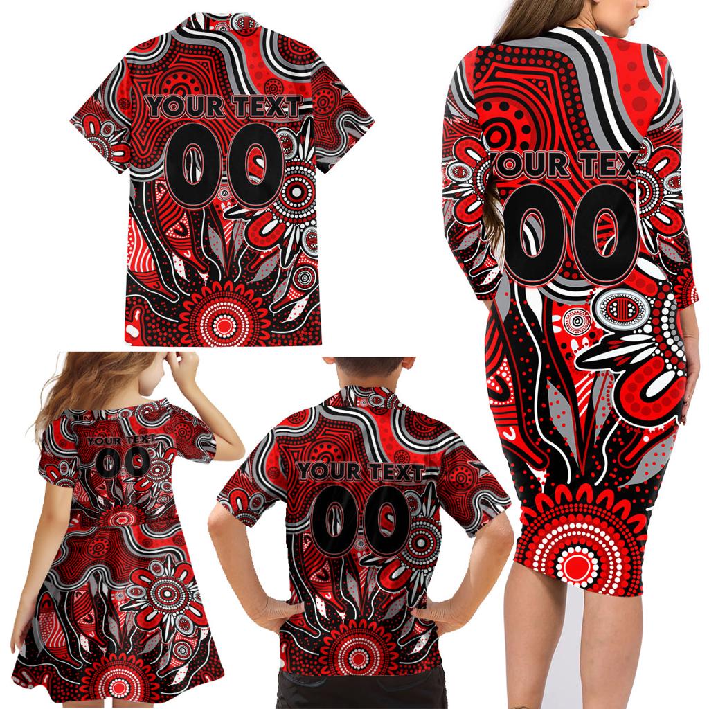 Personalised Bombers NAIDOC Week 2024 Family Matching Long Sleeve Bodycon Dress and Hawaiian Shirt Aussie Aboriginal Art