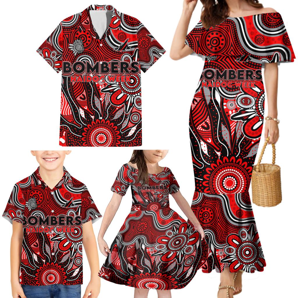 Personalised Bombers NAIDOC Week 2024 Family Matching Mermaid Dress and Hawaiian Shirt Aussie Aboriginal Art