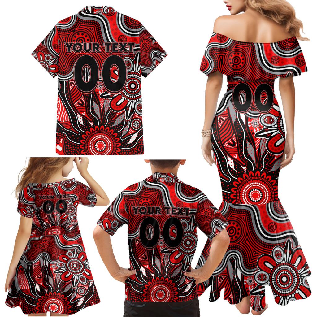 Personalised Bombers NAIDOC Week 2024 Family Matching Mermaid Dress and Hawaiian Shirt Aussie Aboriginal Art