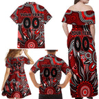 Personalised Bombers NAIDOC Week 2024 Family Matching Off Shoulder Maxi Dress and Hawaiian Shirt Aussie Aboriginal Art