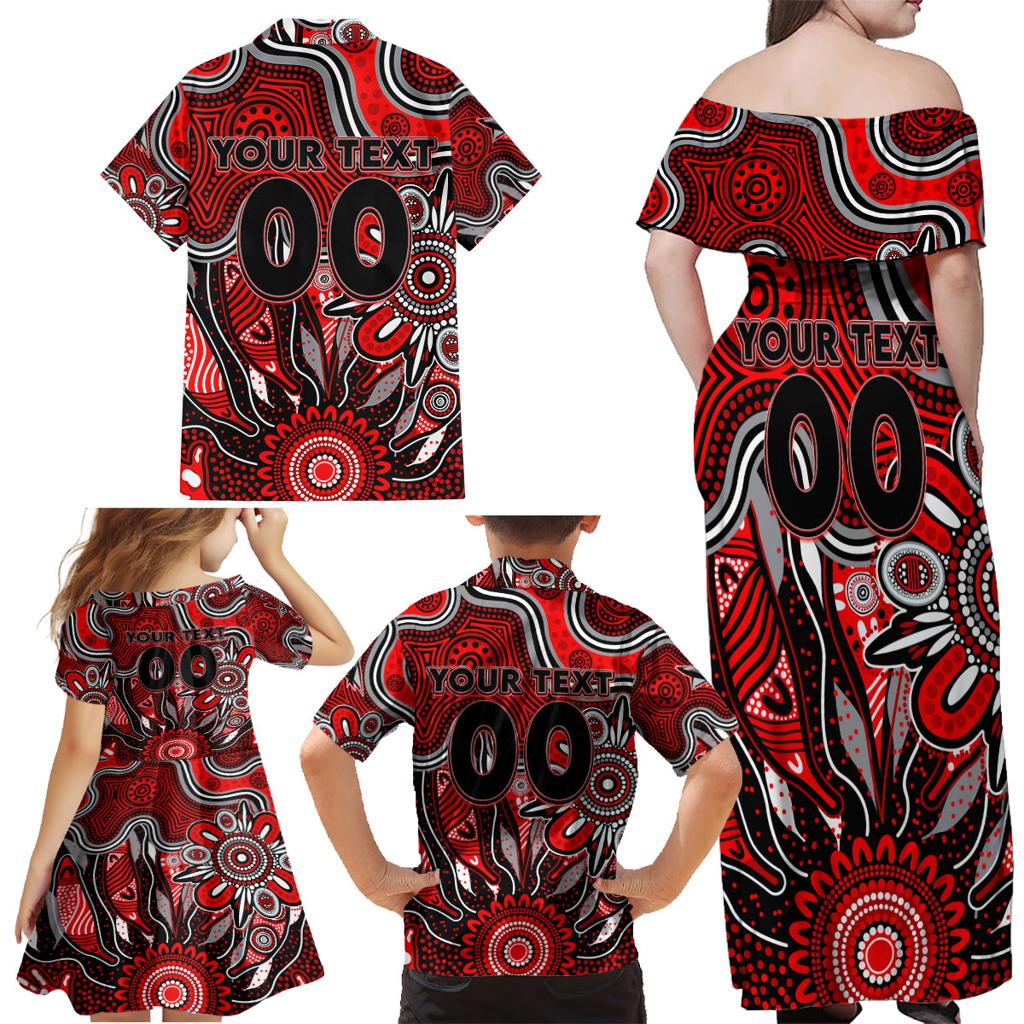 Personalised Bombers NAIDOC Week 2024 Family Matching Off Shoulder Maxi Dress and Hawaiian Shirt Aussie Aboriginal Art